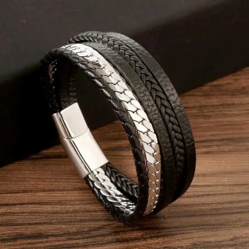 Leather and Steel Bracelet