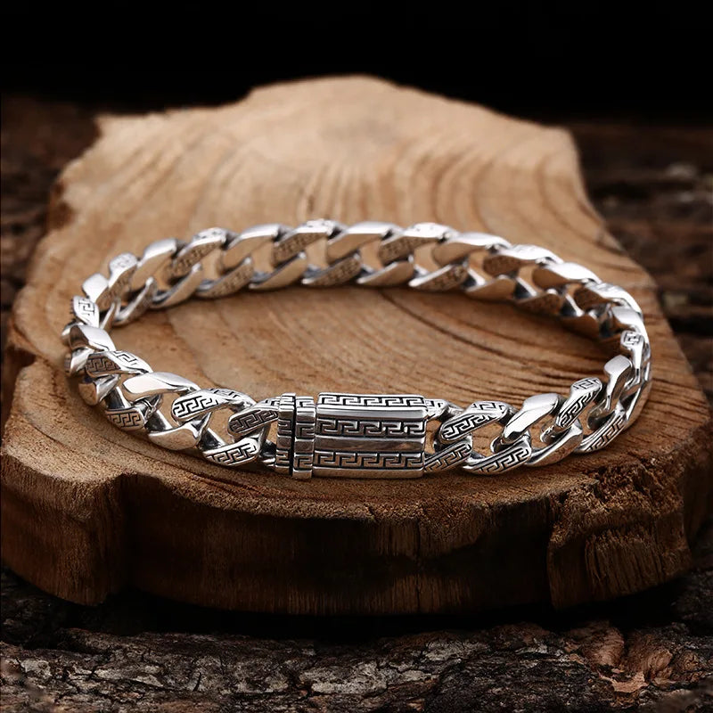 Unisex Vintage Fortune S925 Silver Cuban Bracelet