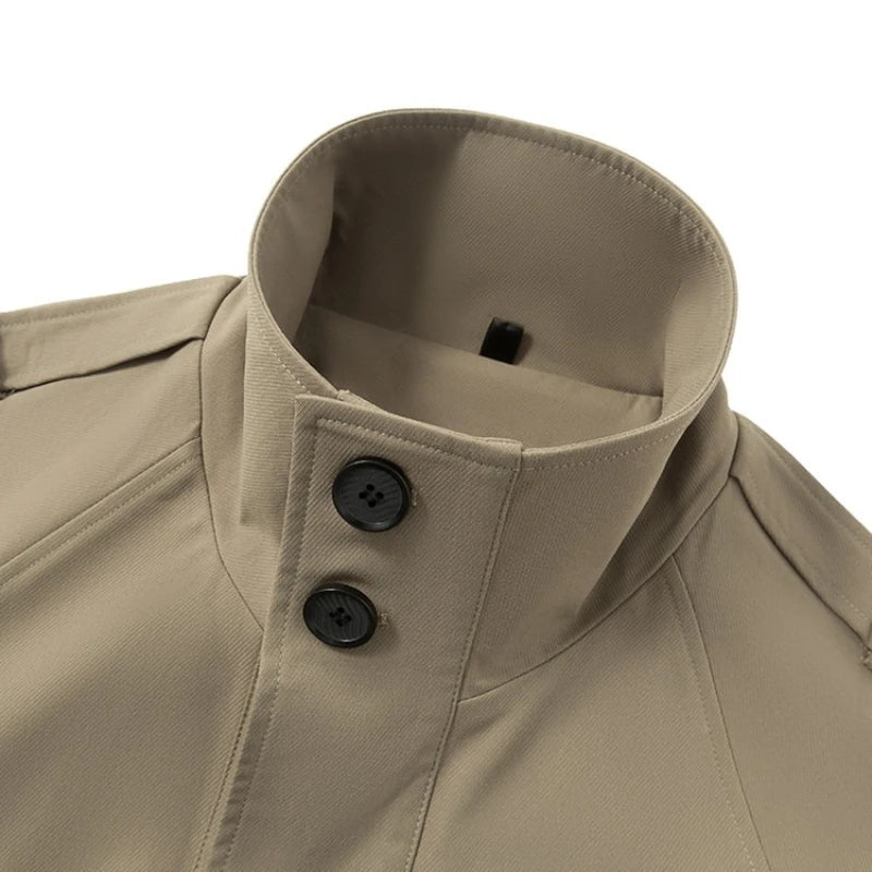 Men’s British Style Windbreaker Long Business Casual Coat - The Crew