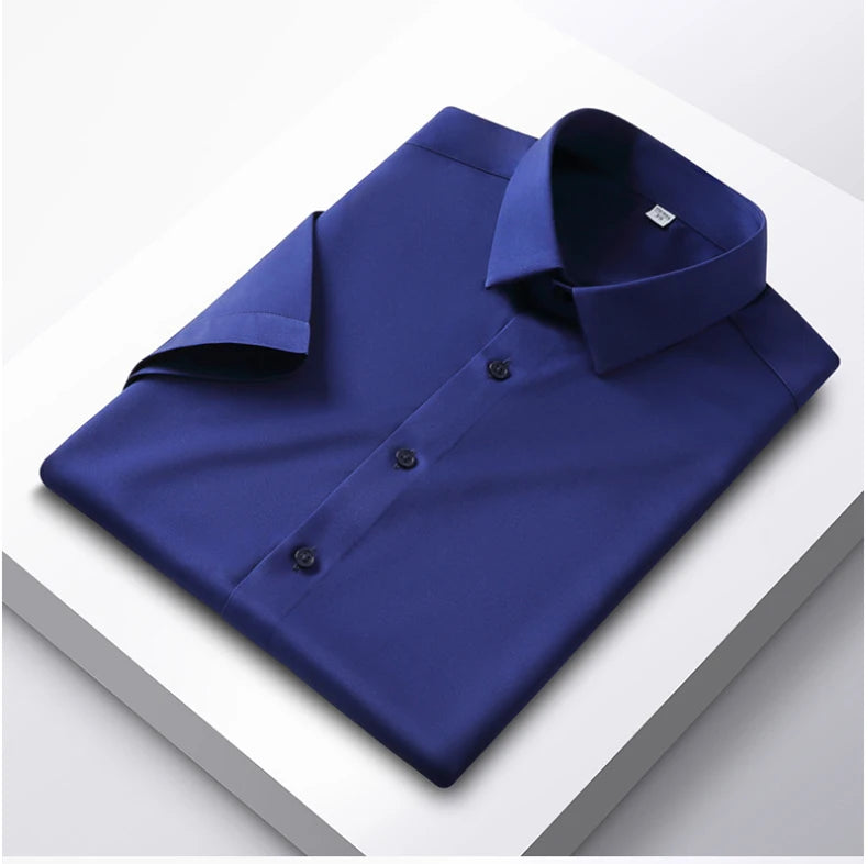 Formal Cold Silk Short-Sleeved Shirt
