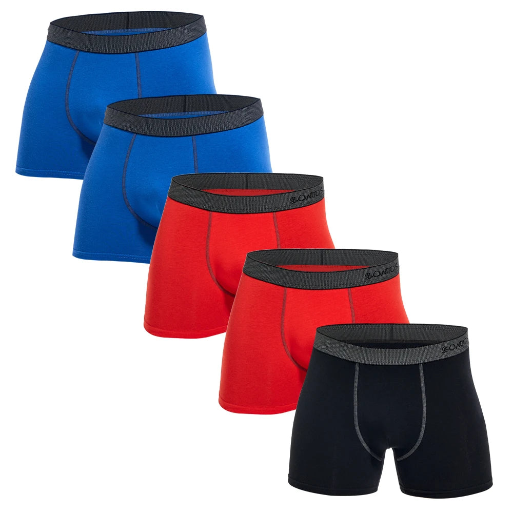Men’s Premium Boxer Shorts 5-Pack Black Red Set – The Crew