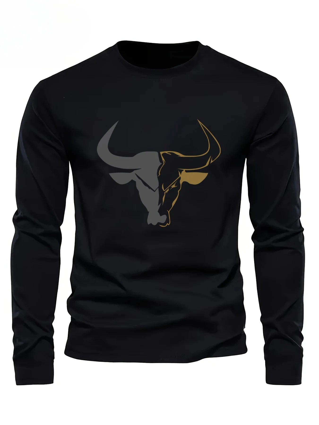 Black Men’s Bull Print Cotton T-Shirt – The Crew