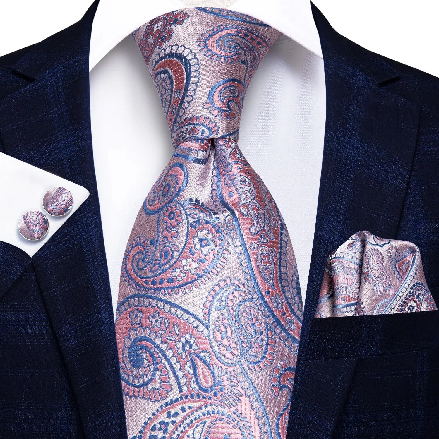 Tie Handkerchief Cufflinks Set
