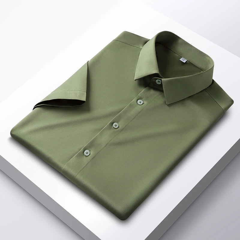 Formal Cold Silk Short-Sleeved Shirt
