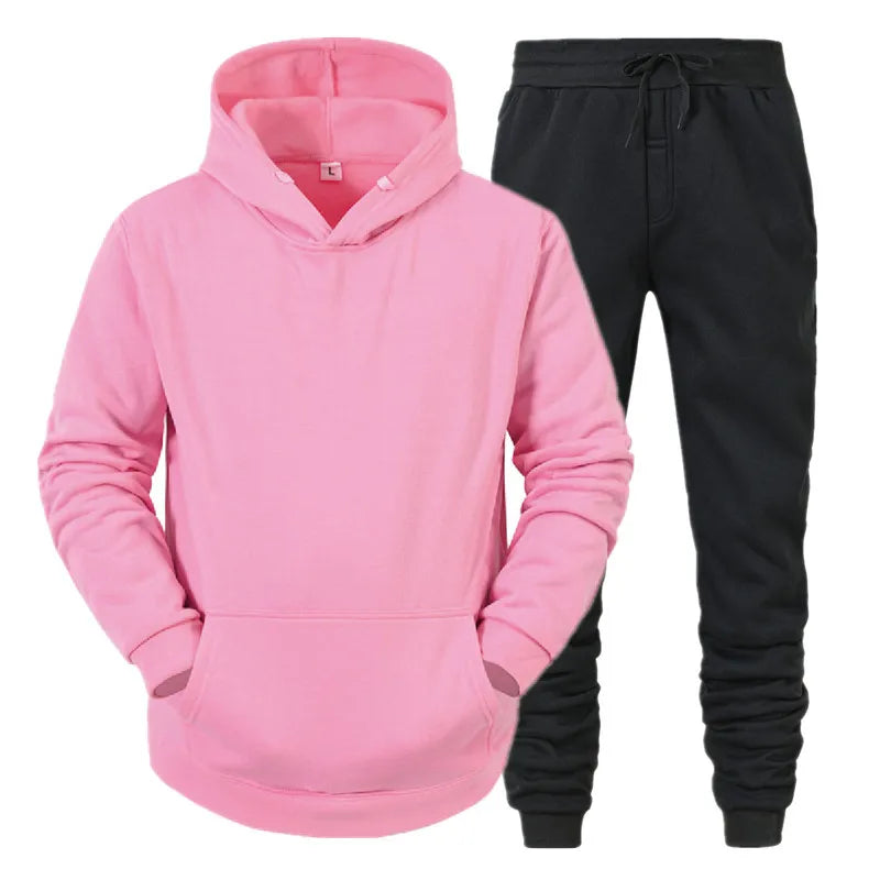 Pink Men’s Hoodie and Pants Tracksuit Set – The Crew