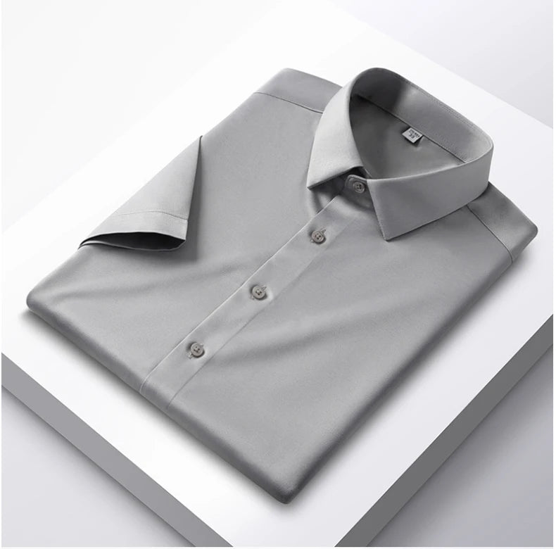 Formal Cold Silk Short-Sleeved Shirt