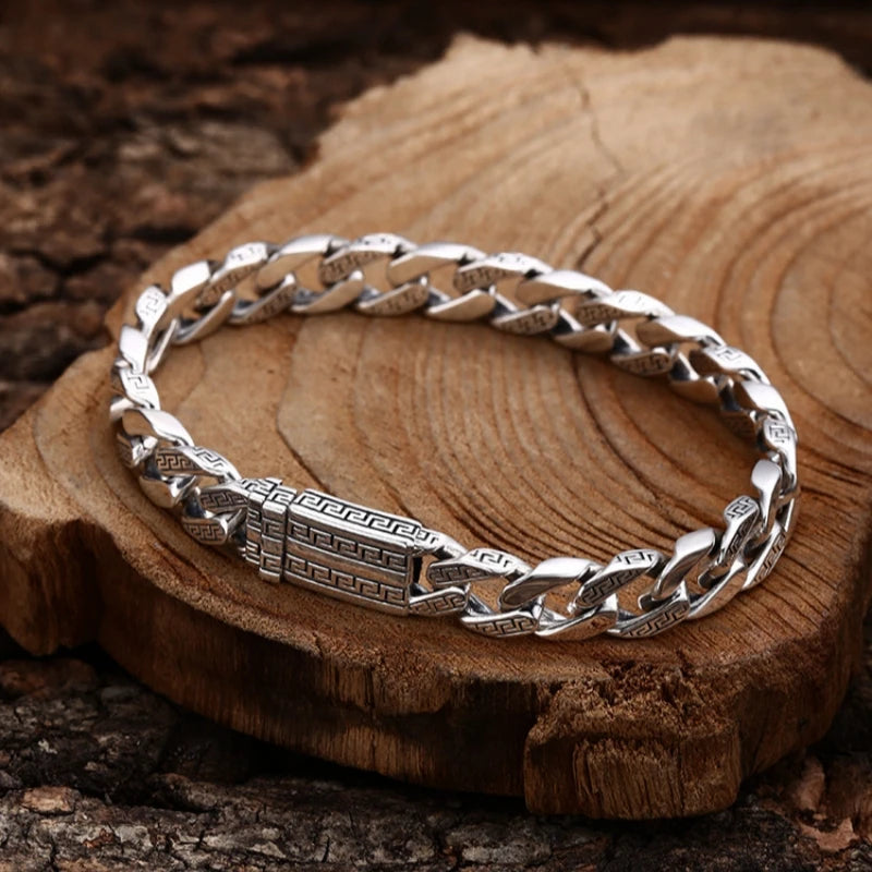Unisex Vintage Fortune S925 Silver Cuban Bracelet
