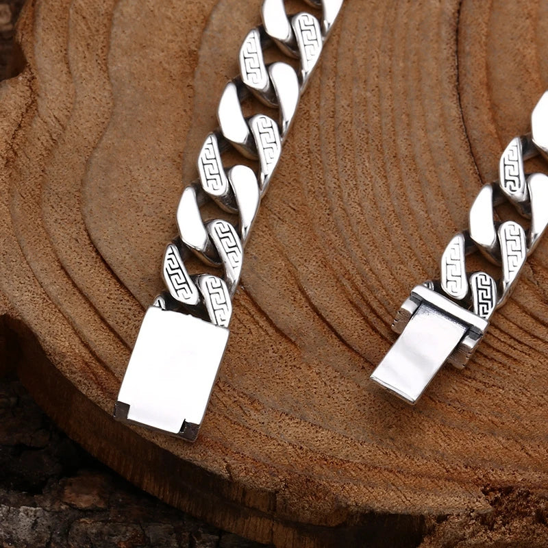 Unisex Vintage Fortune S925 Silver Cuban Bracelet