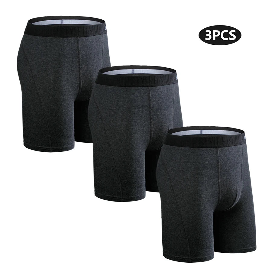 Men’s Premium Long Boxers 3 - Pack – Comfortable Fit - The Crew