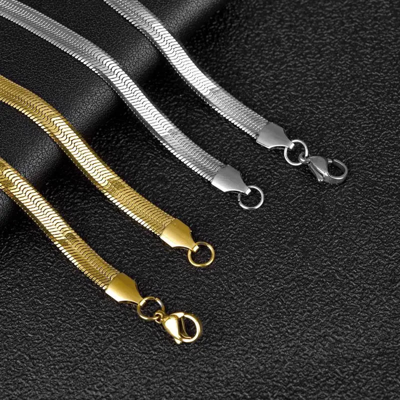 Stainless Steel Herringbone Design Necklace