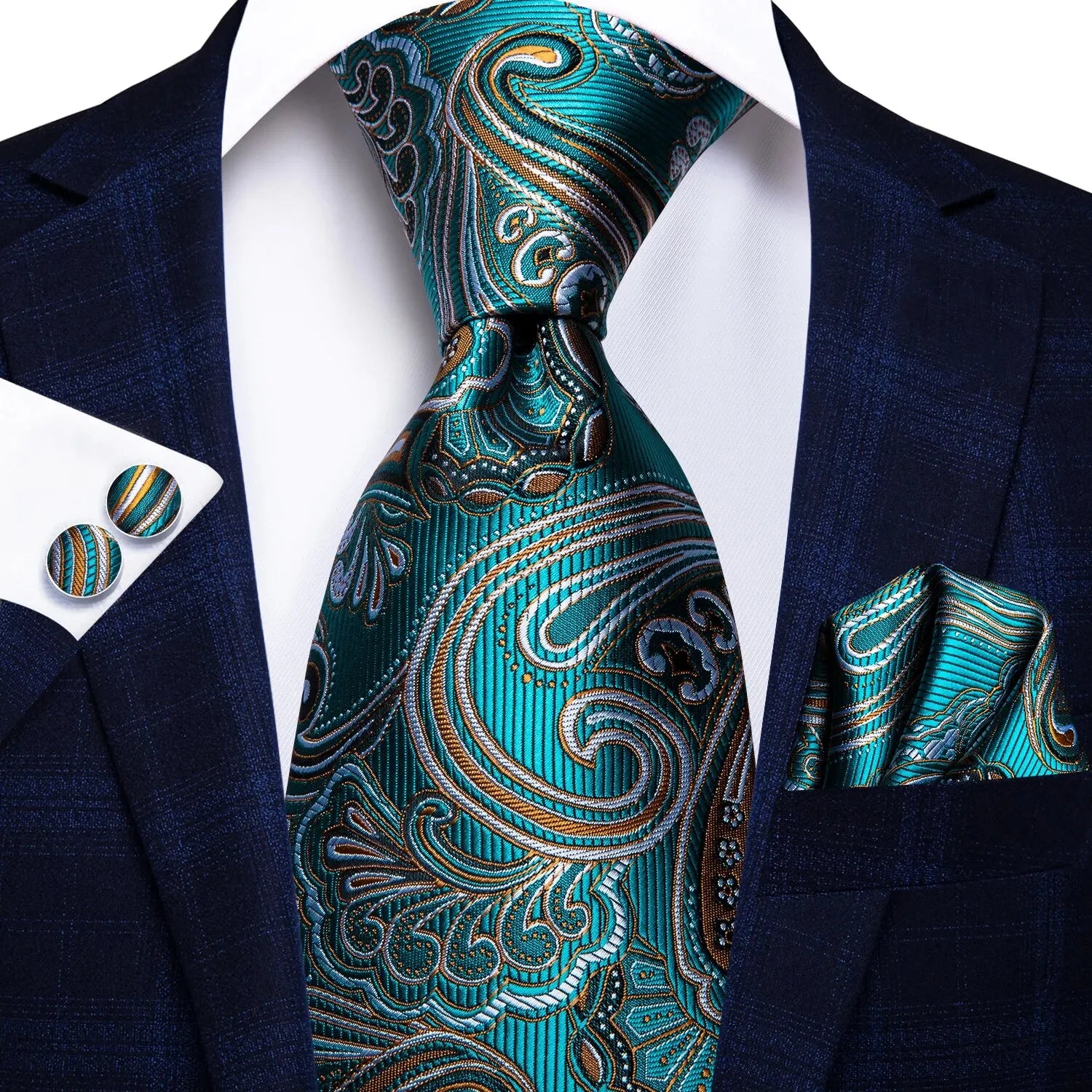 Tie Handkerchief Cufflinks Set