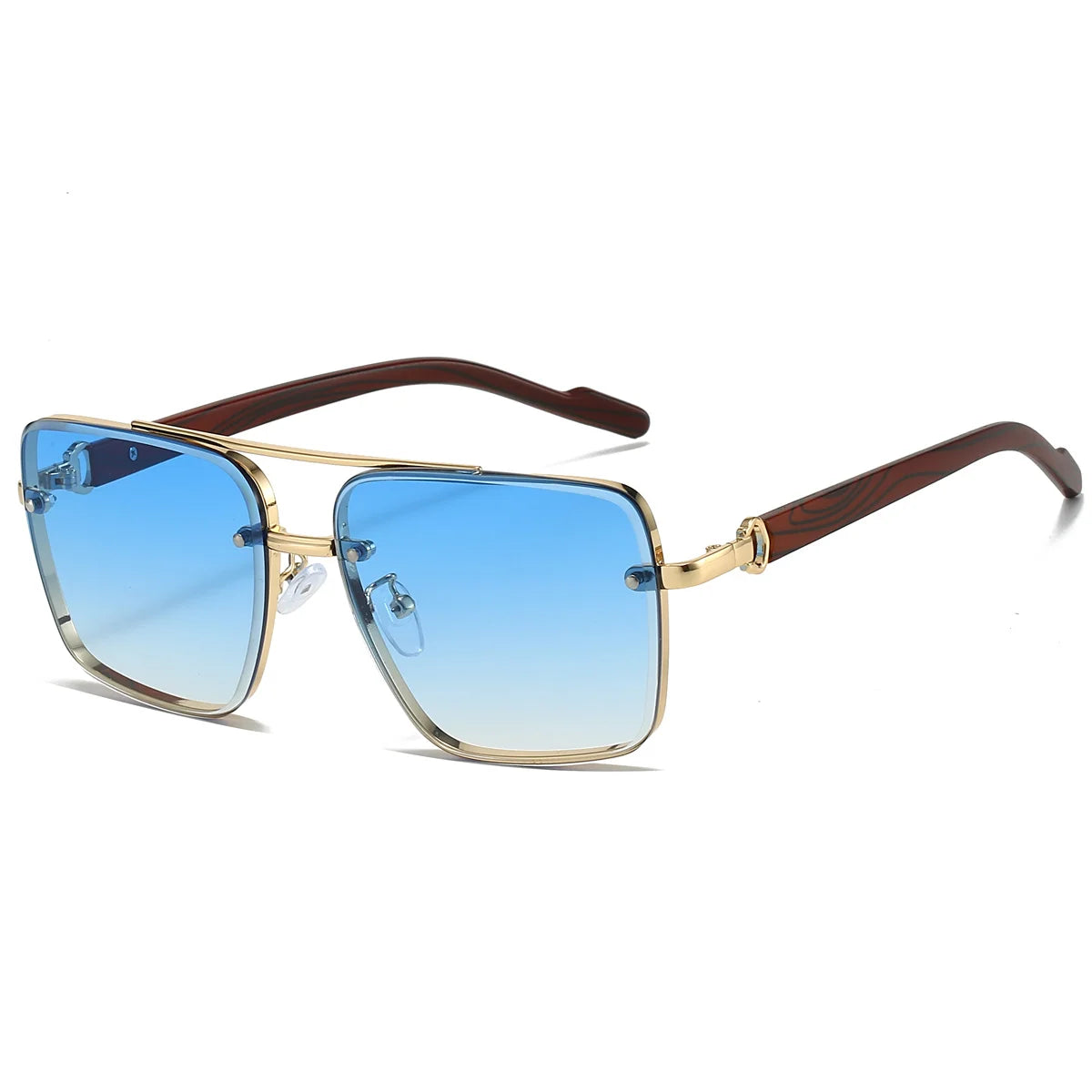 Women’s Retro Square Metal Double-Bridge Sunglasses