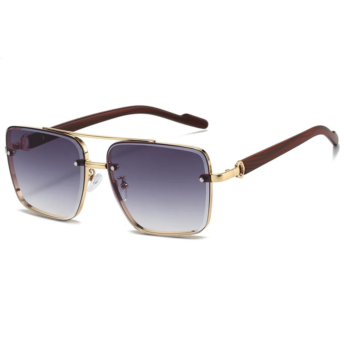 Women’s Retro Square Metal Double-Bridge Sunglasses