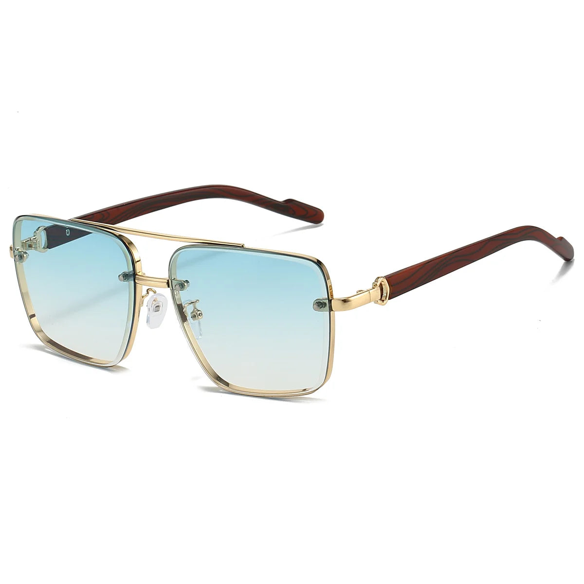 Women’s Retro Square Metal Double-Bridge Sunglasses