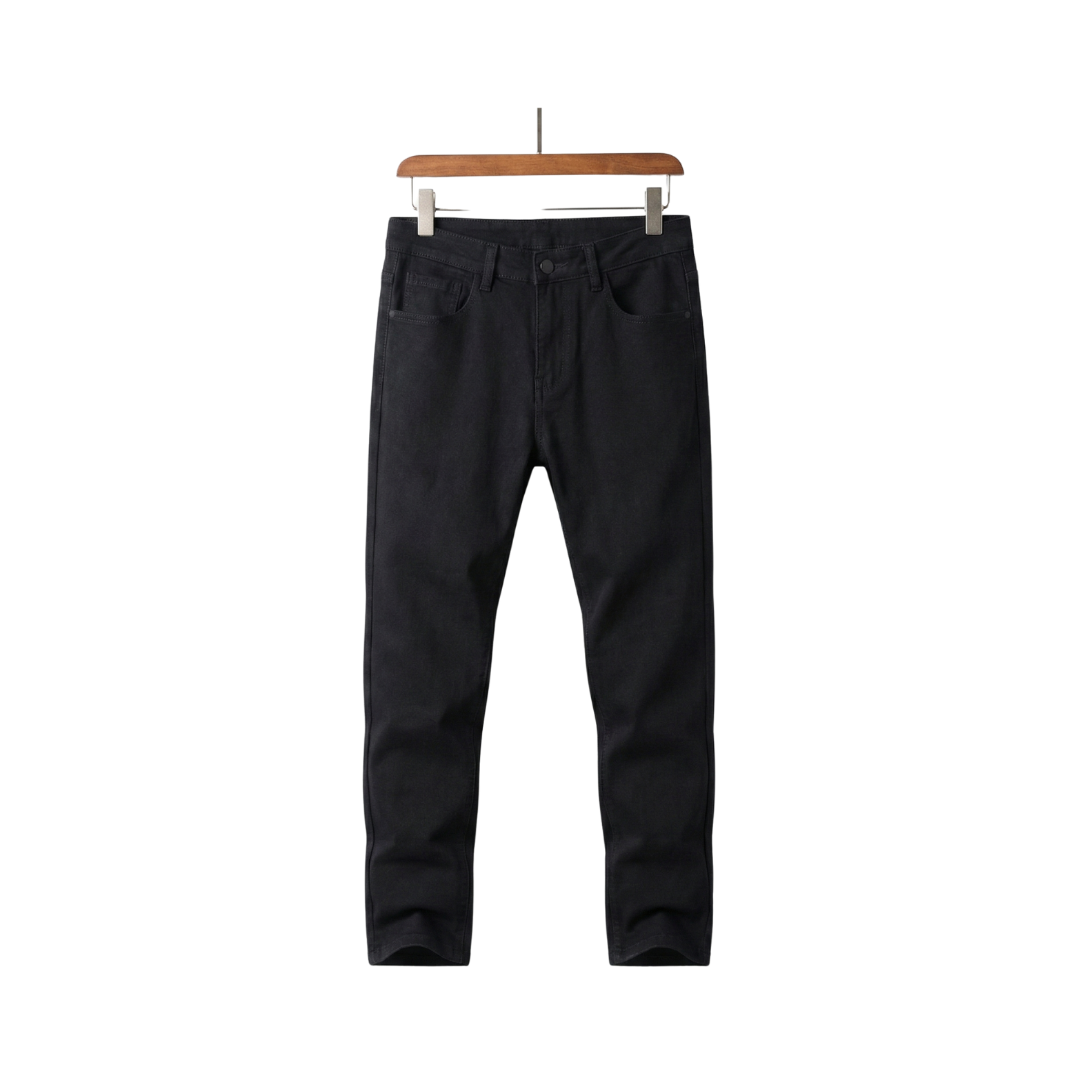 Men black slim straight jeans front view – The Crew