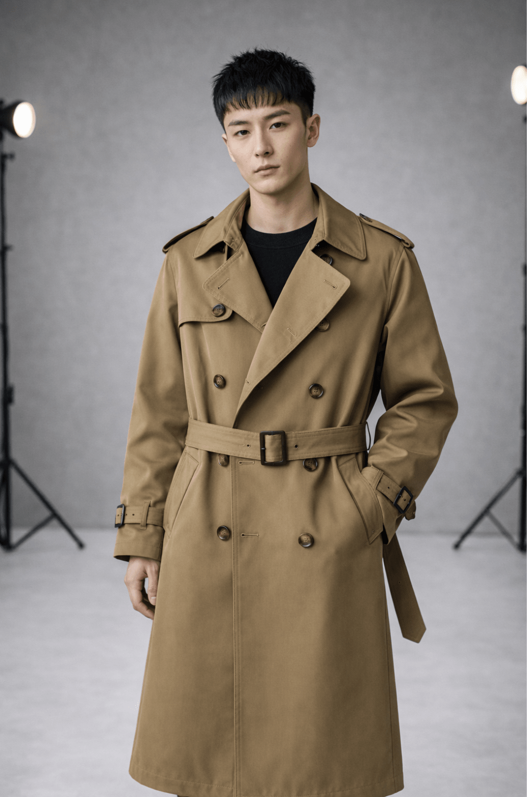 British Style Belted Trench Coat for Men – Waterproof - The Crew