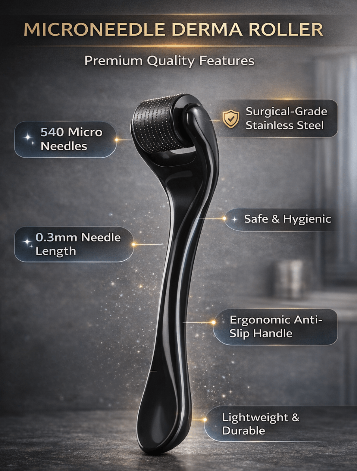 Microneedle Derma Roller 0.25mm β 540 Needles Tool - The Crew