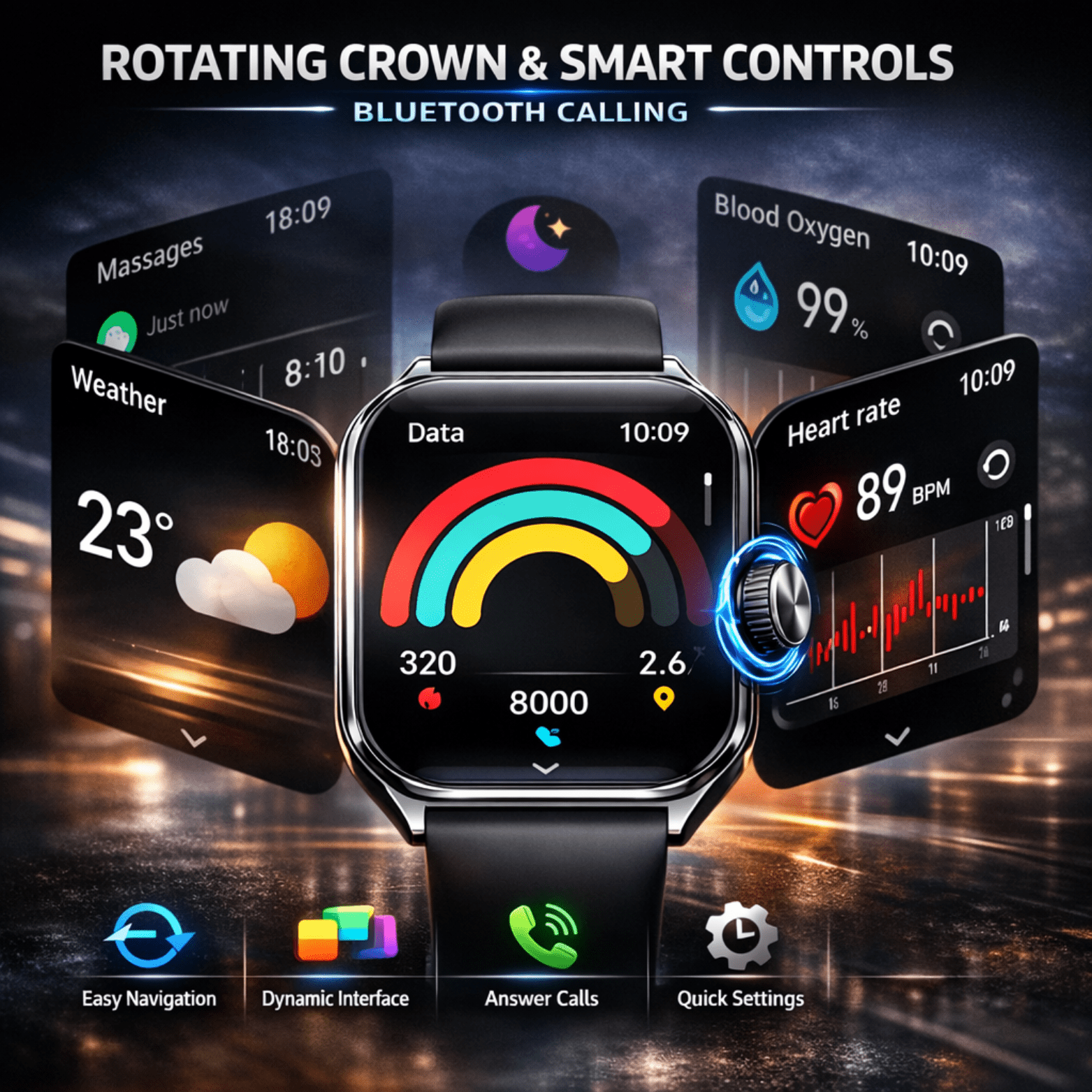 Ultra Thin AMOLED Smartwatch with Bluetooth Call - The Crew