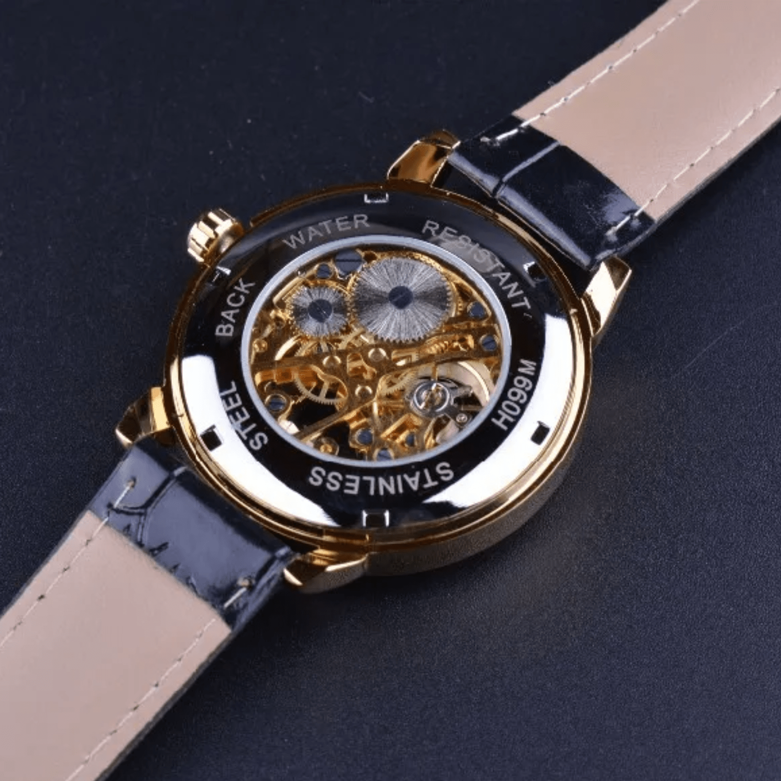 FORSINING Black Gold Skeleton Watch for Men - The Crew