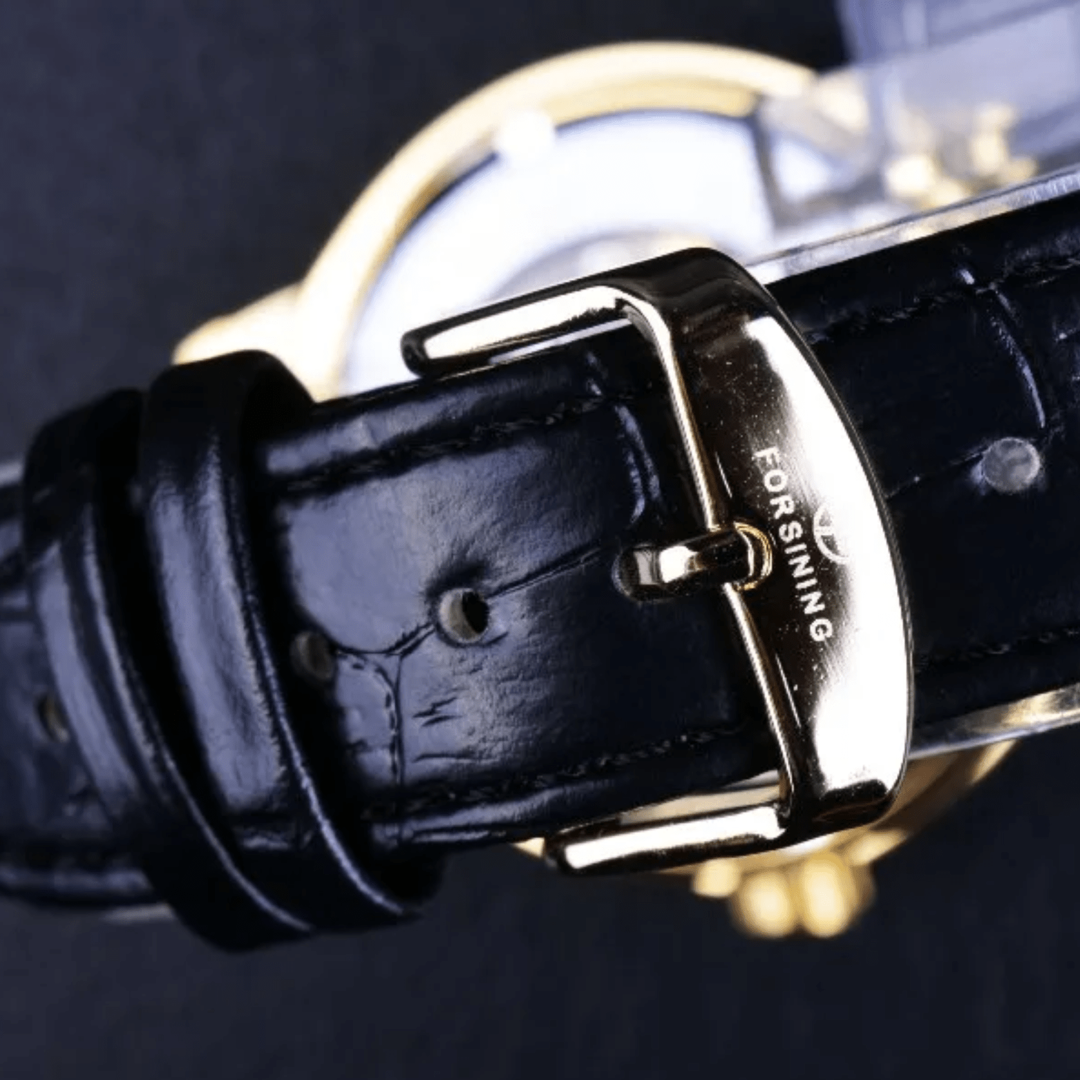 FORSINING Black Gold Skeleton Watch for Men - The Crew