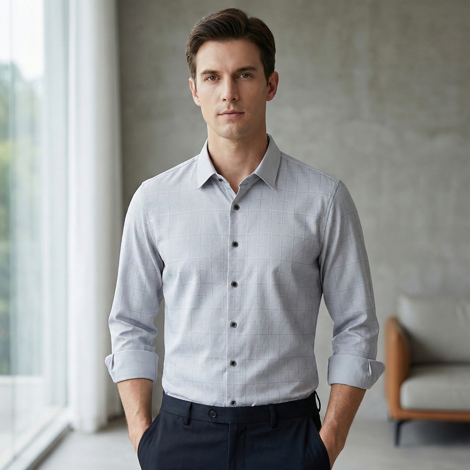 Luxury Mulberry Silk Plaid Shirt