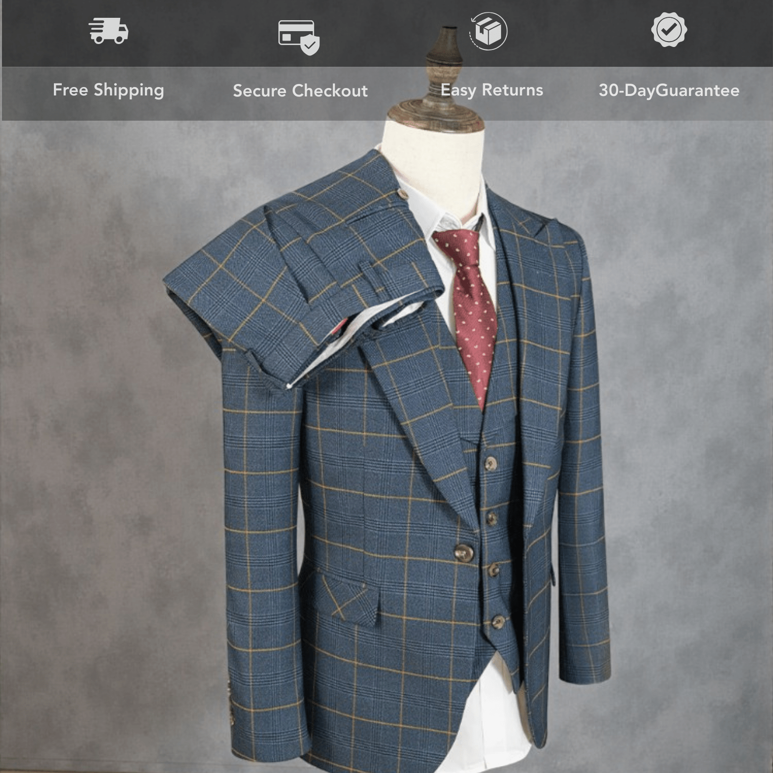 Men’s 3 - Piece Suit – Slim Fit Business Style - The Crew