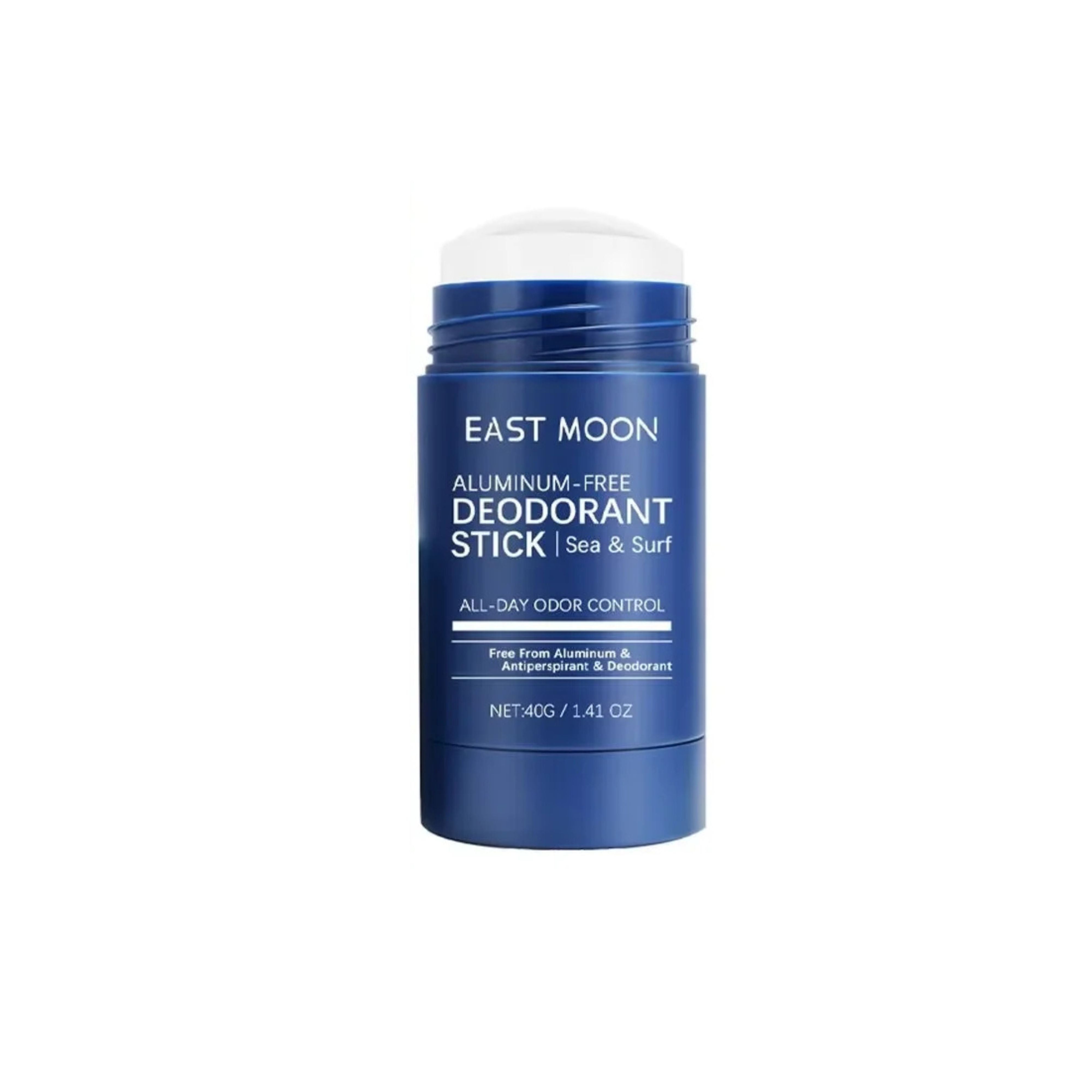 Front view of East Moon Men Sandalwood Deodorant Stick 40g package for underarm refresh