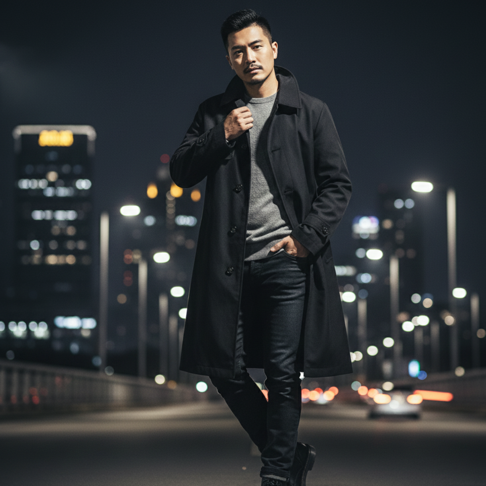 Men oversized trench coat night city outfit β The Crew