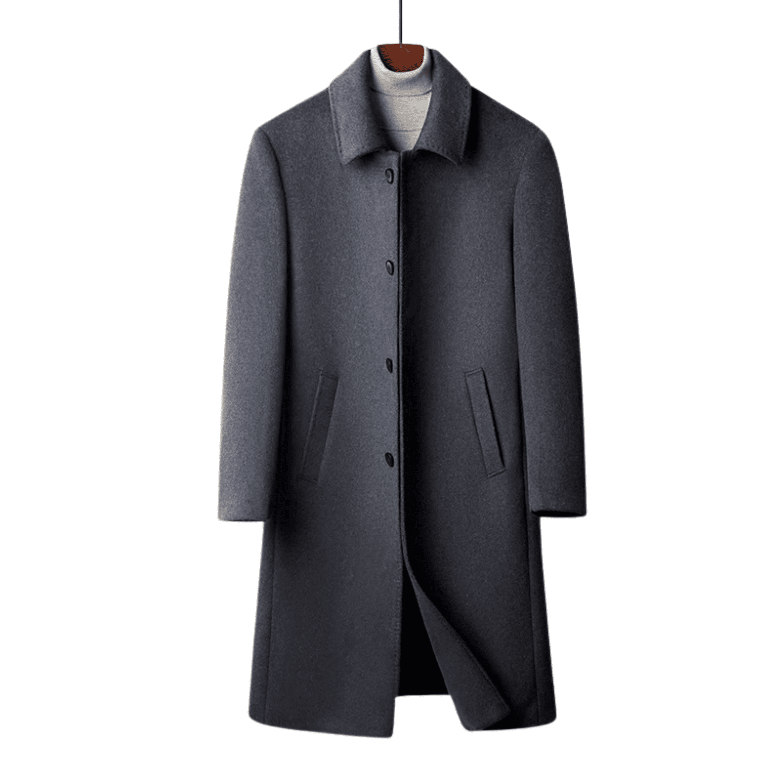 Men’s Long Wool Overcoat Slim Fit – Luxury Business Coat - The Crew