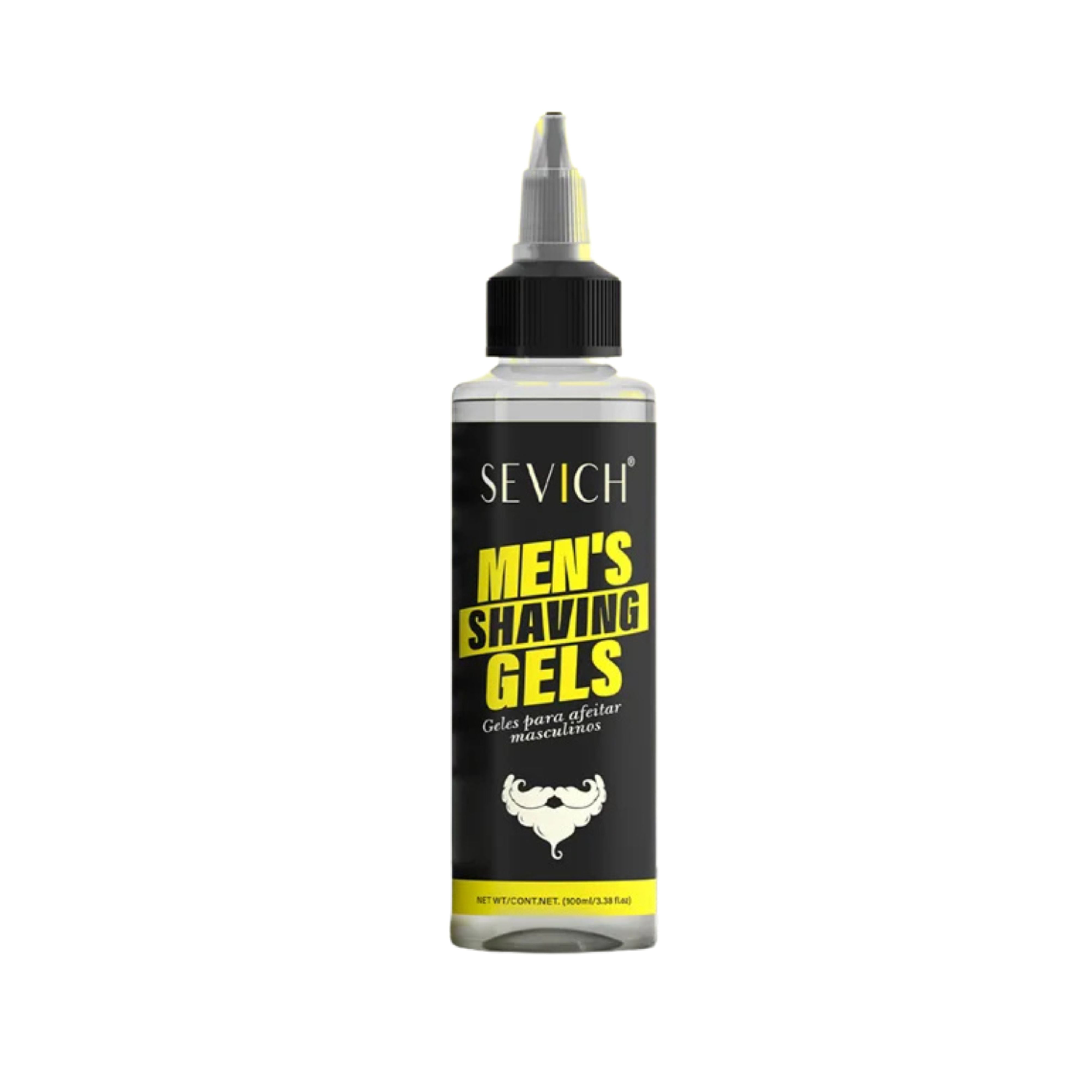 100ml bottle of Sevich Men's Shaving Gel with a transparent formula and precision nozzle dispenser