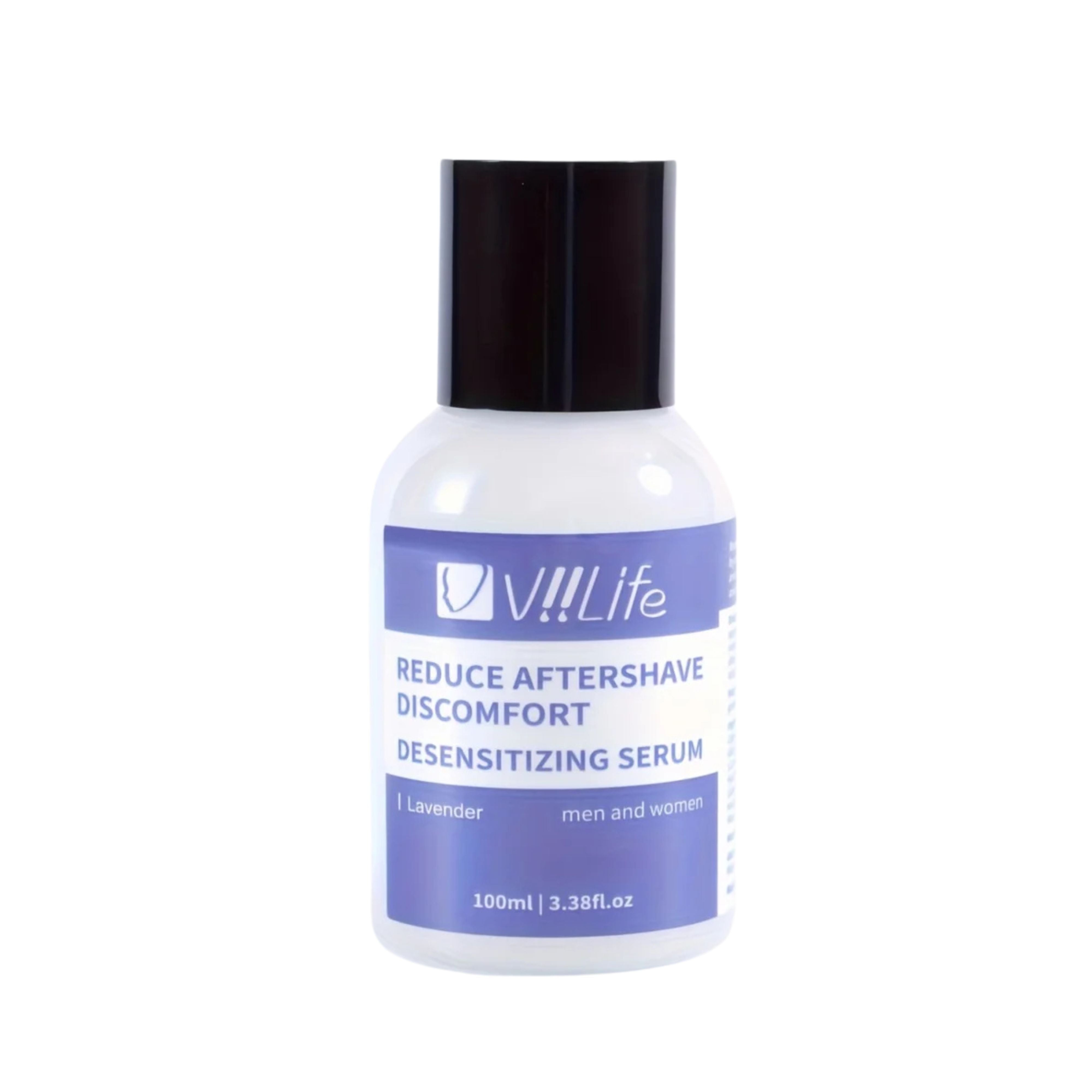 Voolife 100ml Reduce Aftershave Discomfort Desensitizing Serum bottle with white and blue labeling