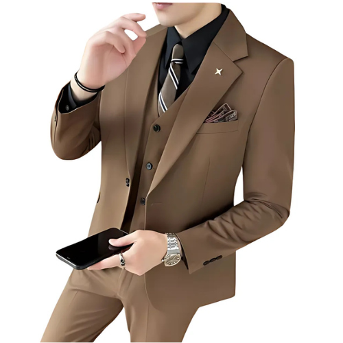 3-Piece Business Suit (Jacket, Vest, and Pants)