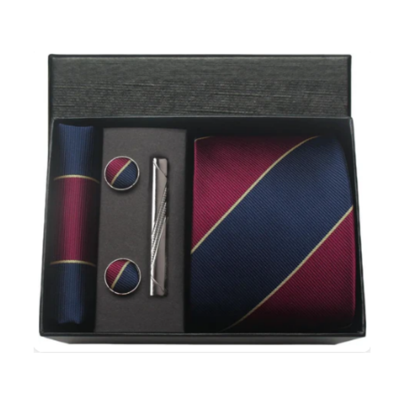Red diagonal stripe silk tie wedding set – The Crew