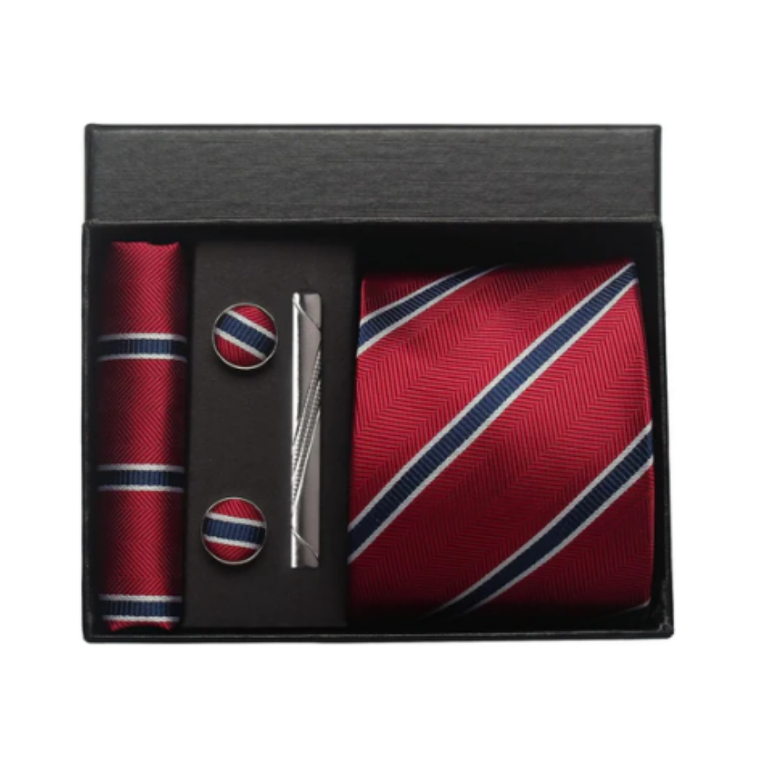 Men’s 100% Silk Tie Set with Cufflinks & Gift Box
