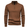 Brown high neck zip sweater front view men – The Crew