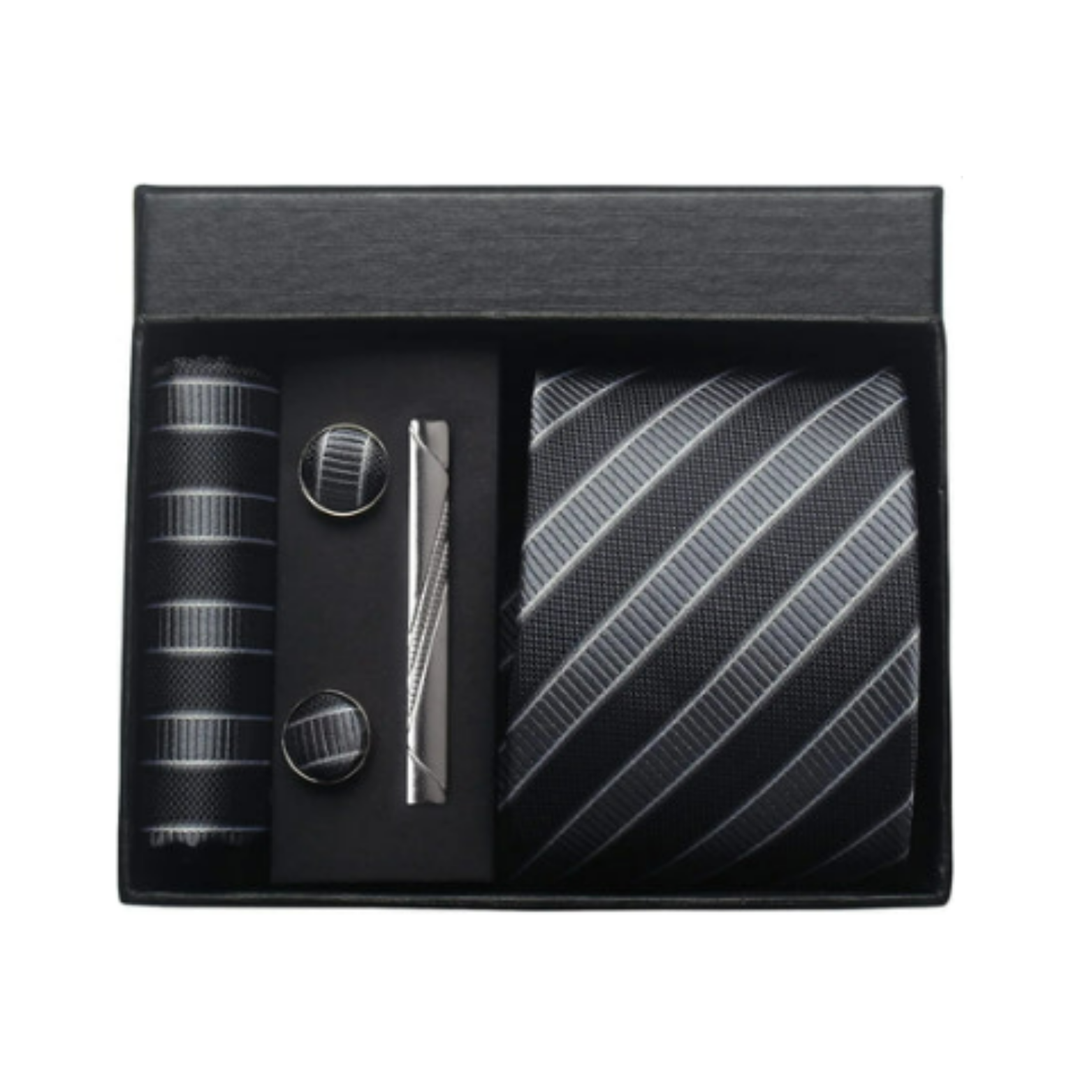 Men’s 100% Silk Tie Set with Cufflinks & Gift Box