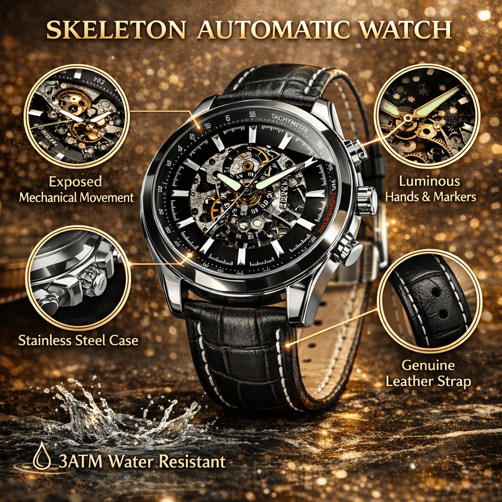 Winner Military Skeleton Automatic Watch for Men - The Crew