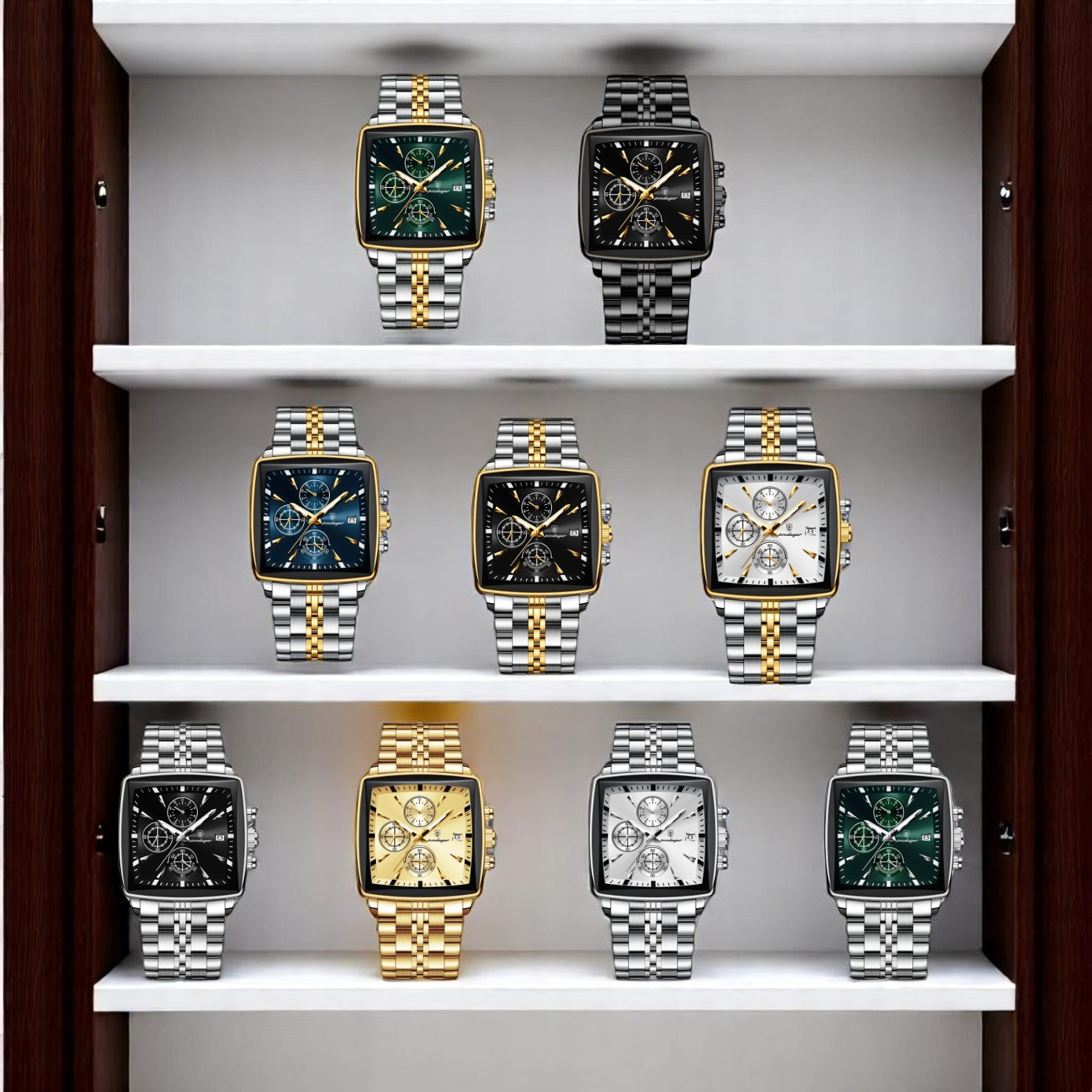 Square chronograph watch