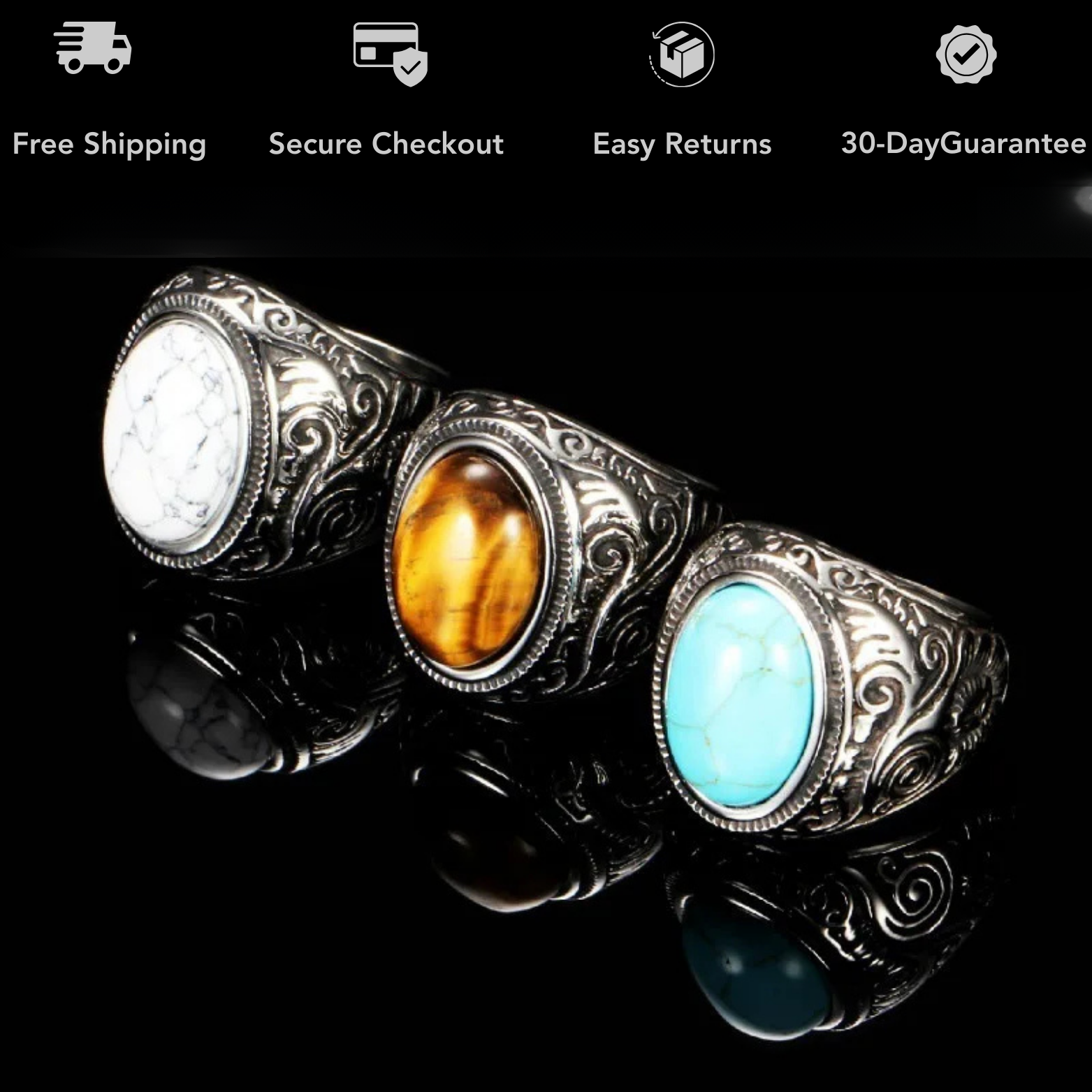 Vintage Ring with Natural Stone