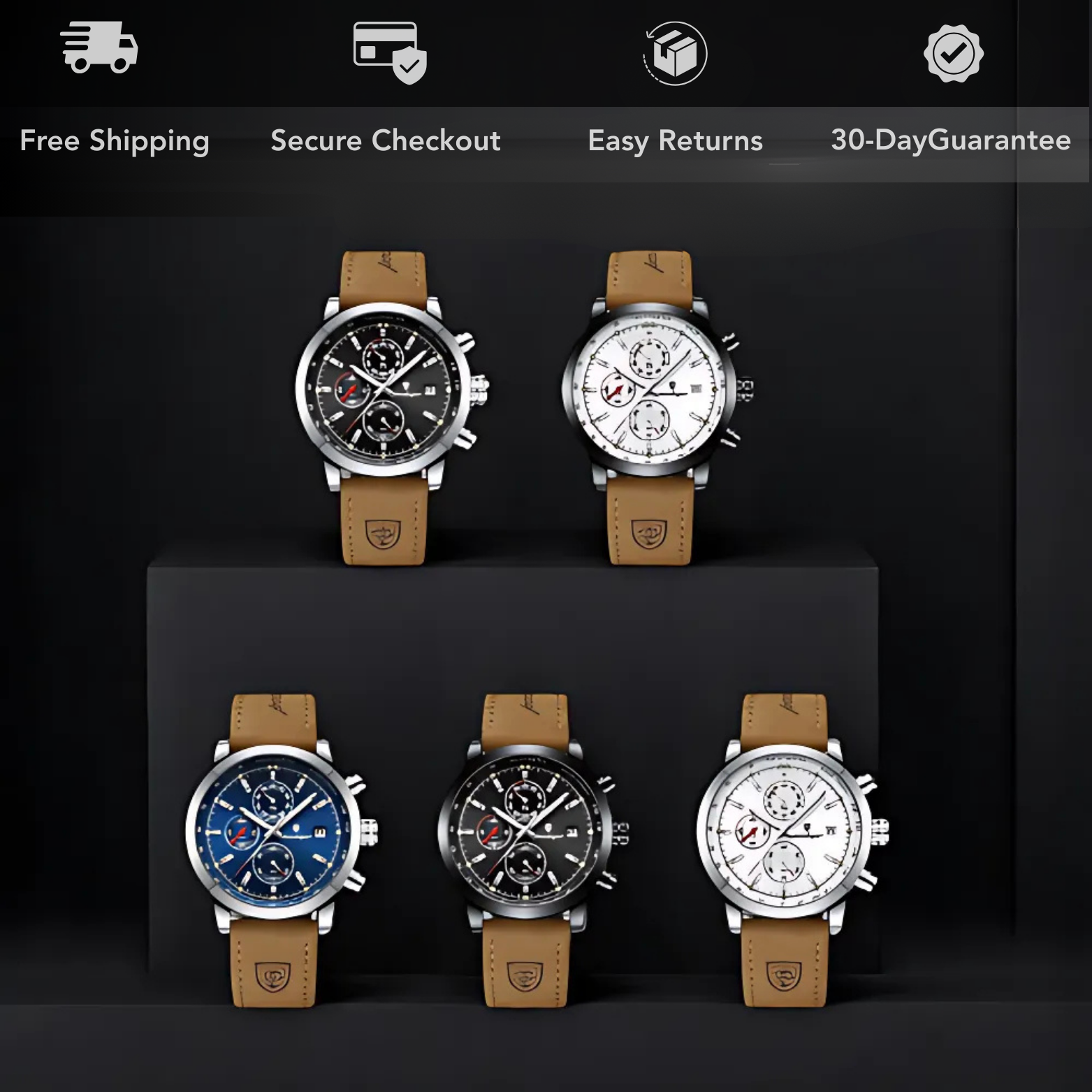 Chrono Sport Leather Wristwatch