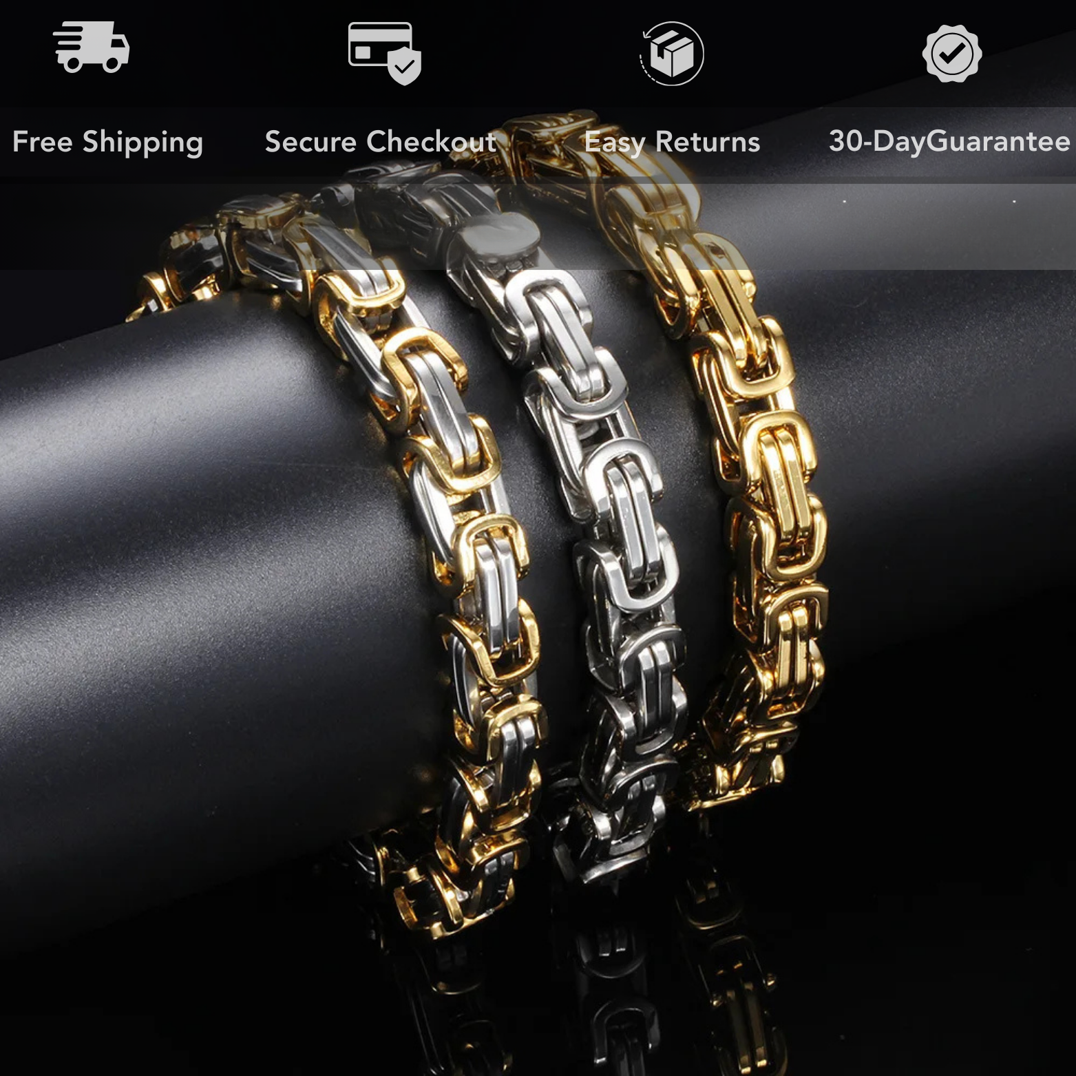 Biker-style steel bracelet