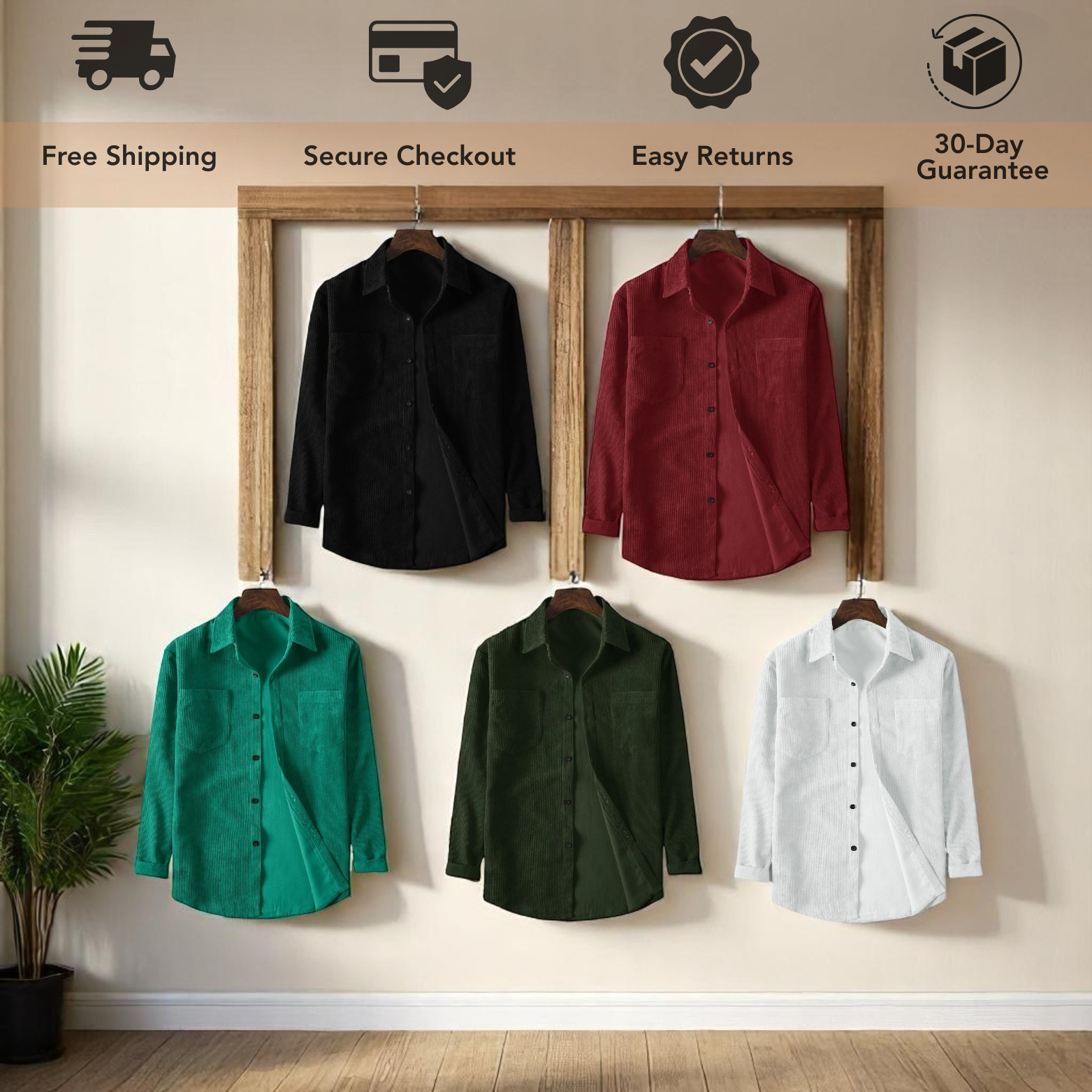 Men's Casual Corduroy Solid Shirt