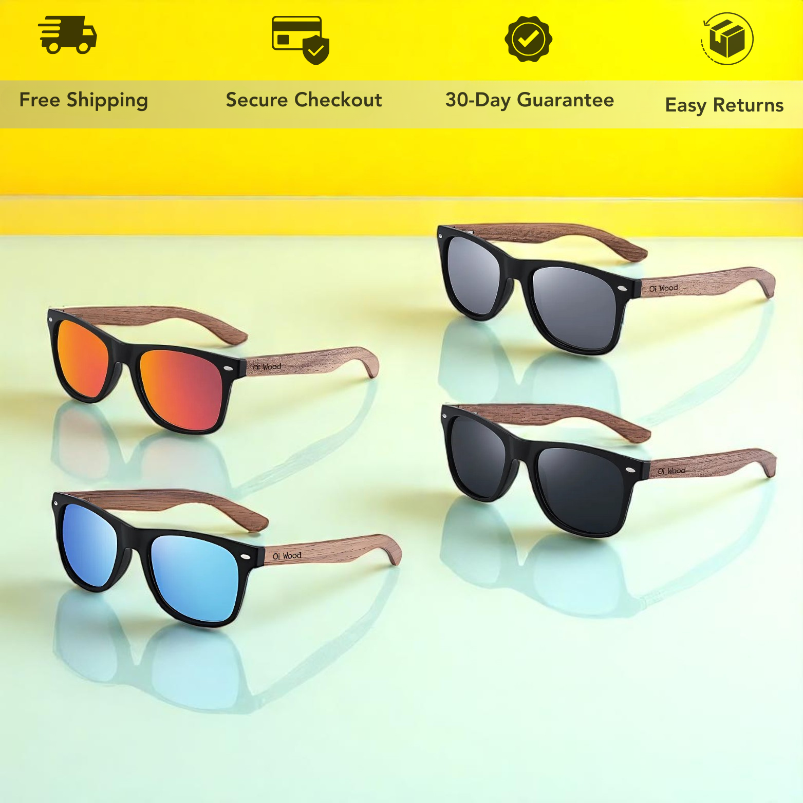 Oi Men's Polarized Wooden Glasses