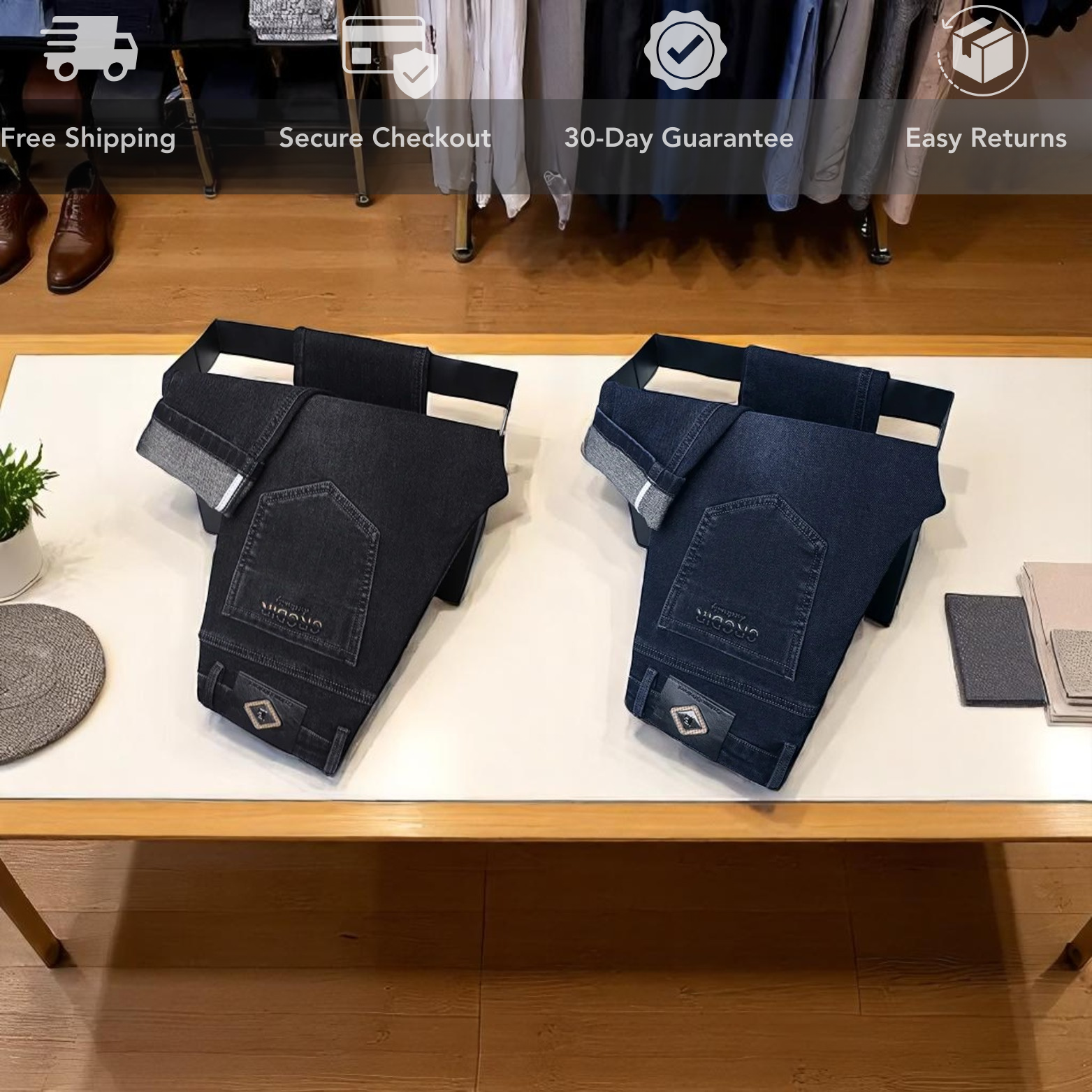 Stretch Straight Denim Jeans