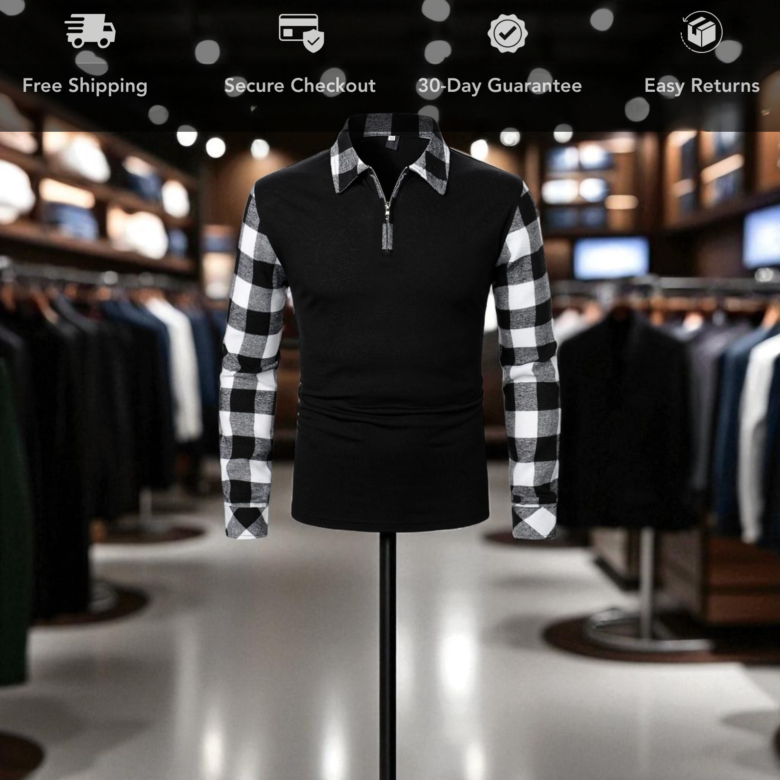 Men's Slim Fit Formal Shirt with Zipper