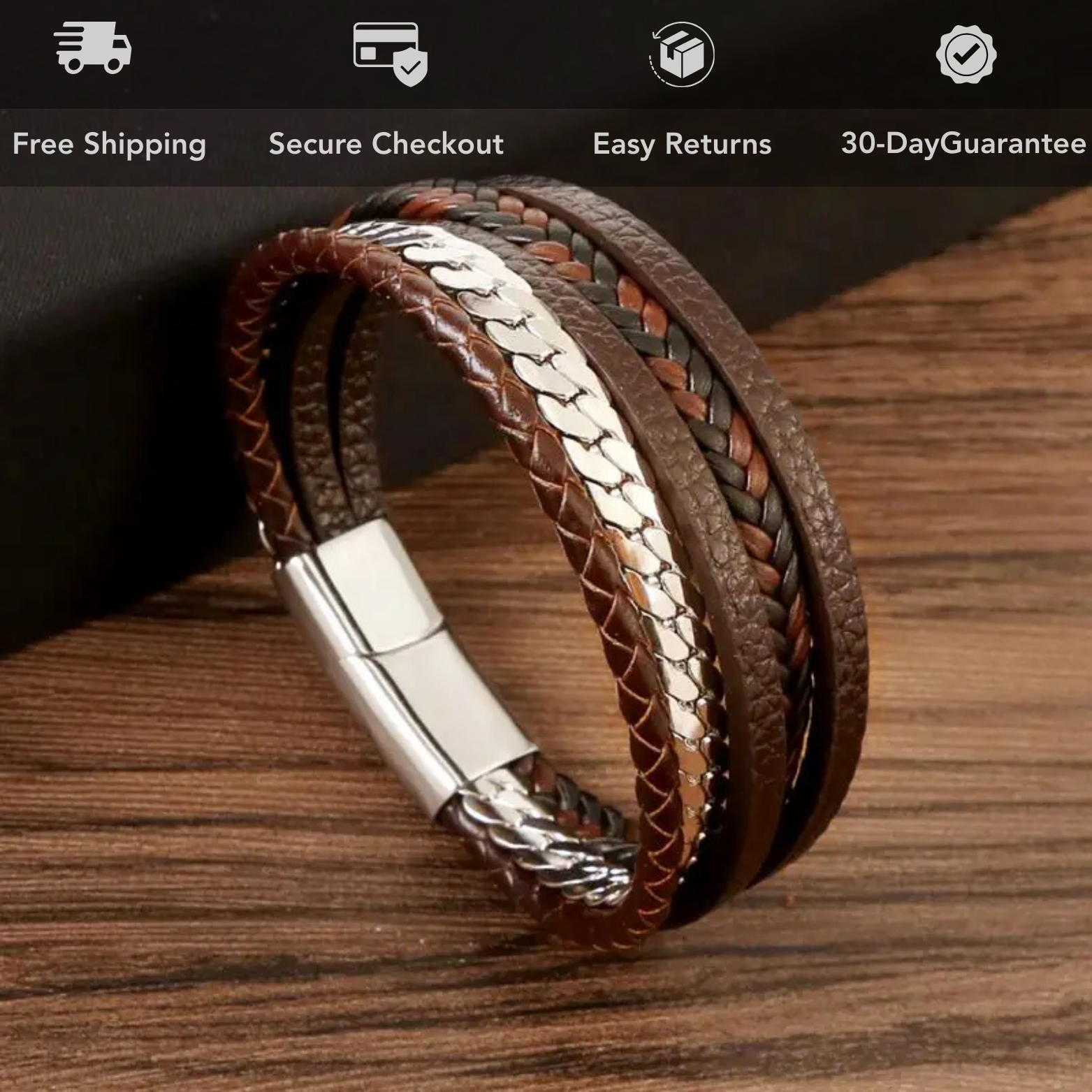 Leather and Steel Bracelet