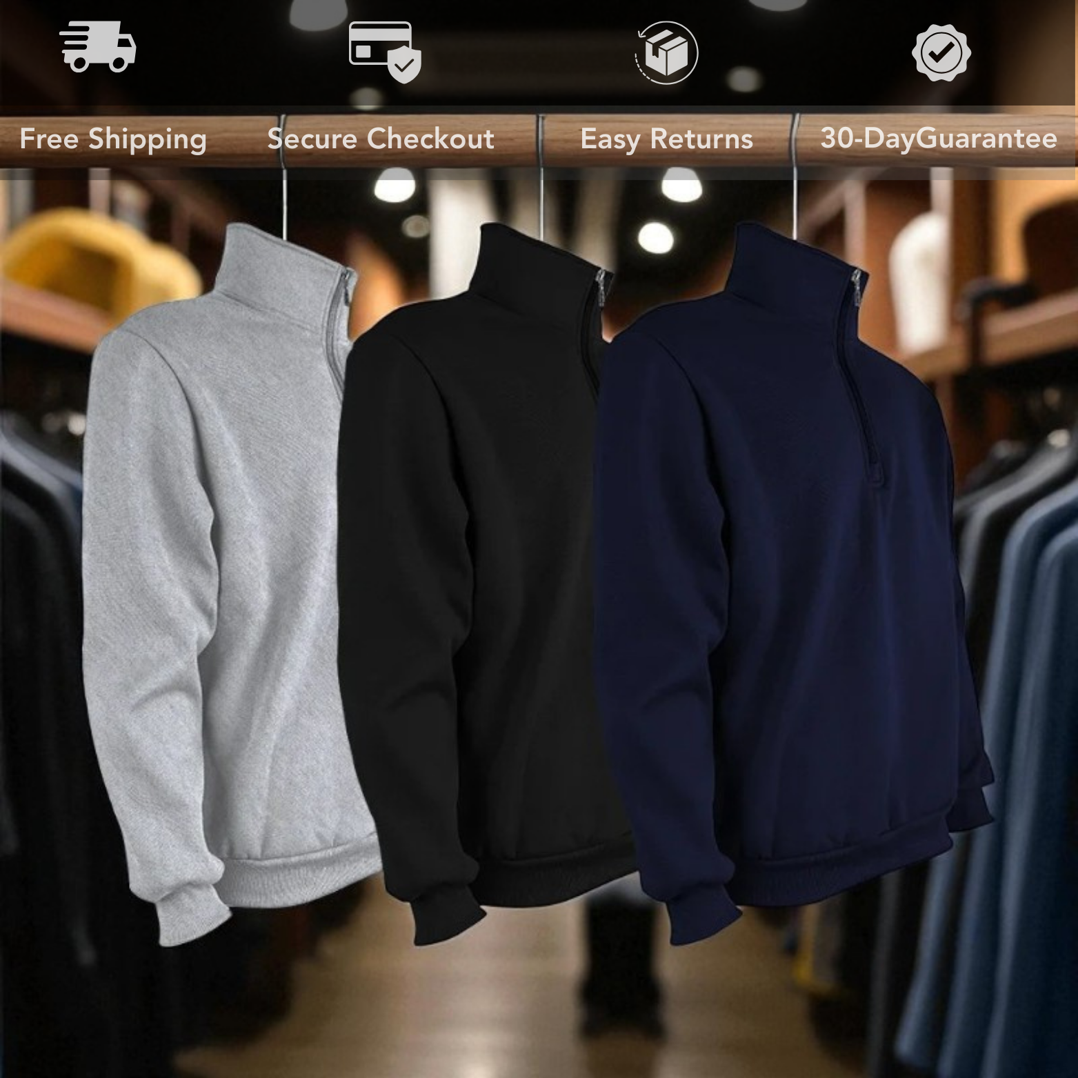 Men’s Knit Mock Neck Pullover