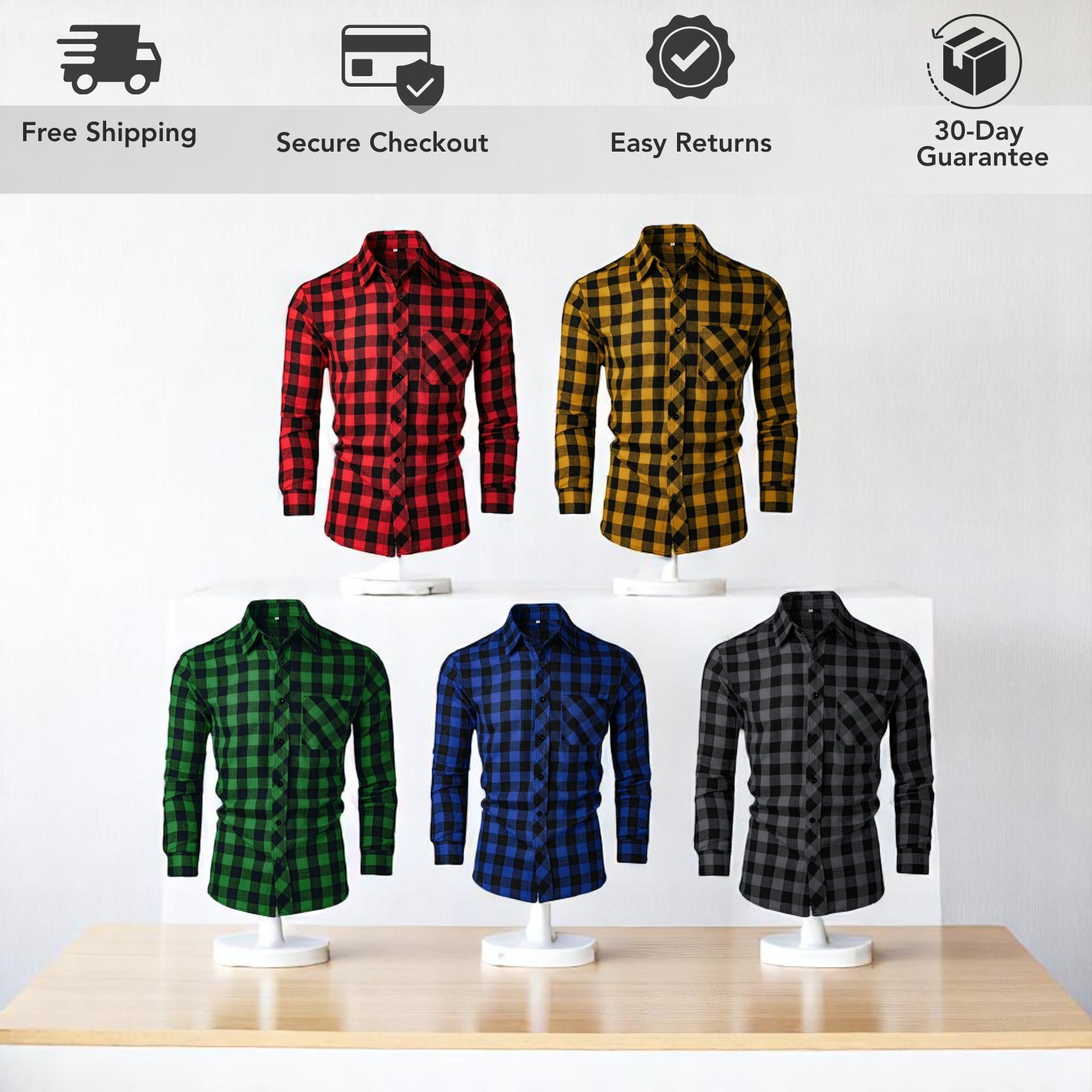 Checkered Polo Collar Shirt