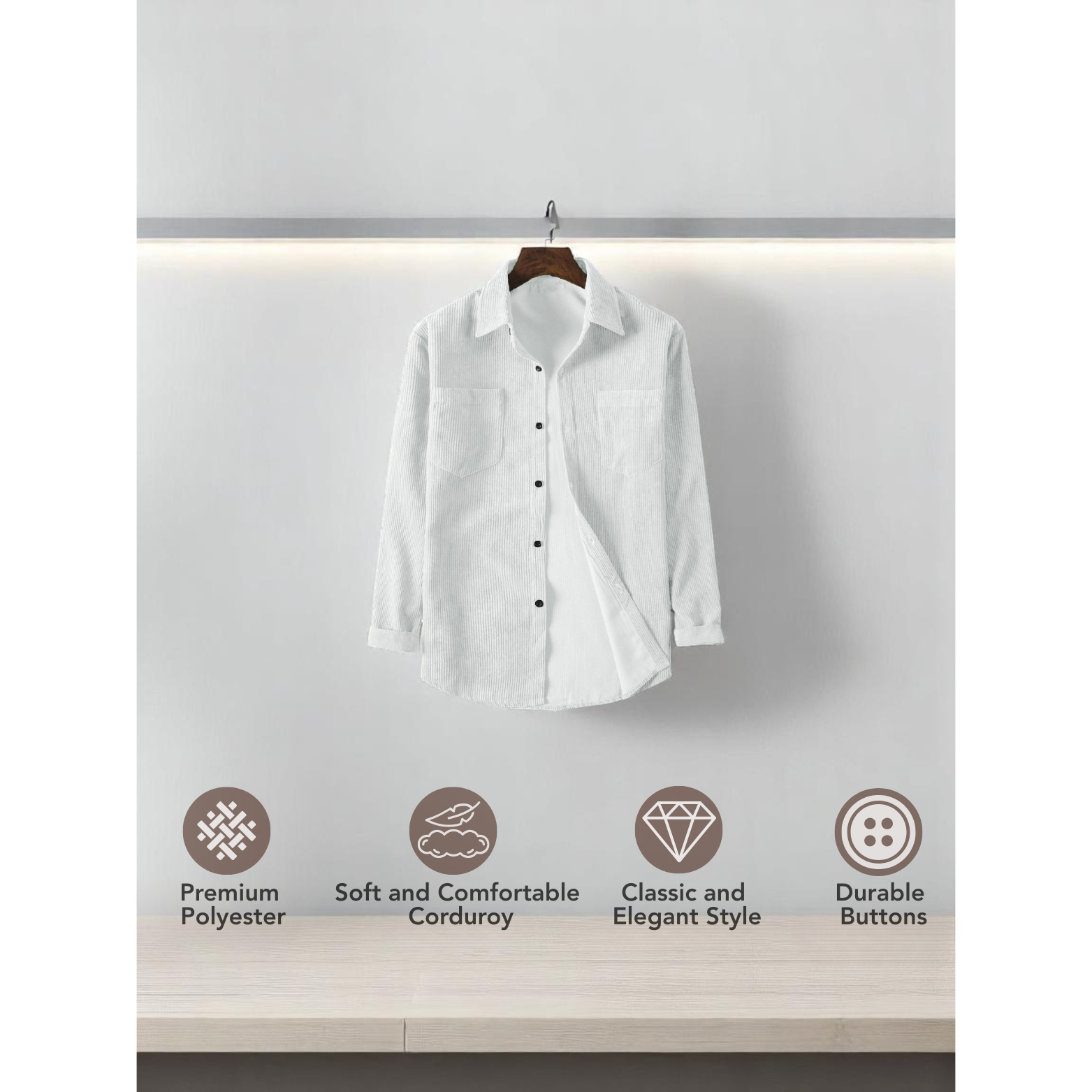 Men's Casual Corduroy Solid Shirt