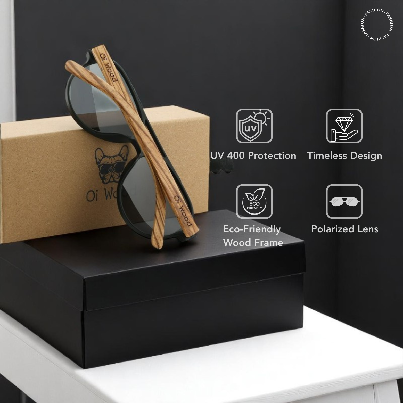 UV400 Polarized Wooden Glasses
